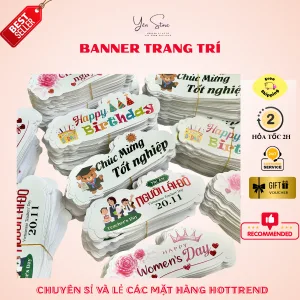 Banner Chúc Mừng Sự Kiện, Banner Gắn Giỏ Hoa, Giỏ Quà, Lẵng Hoa, Chất Liệu Giấy Cứng Dày, Nhiều Mẫu